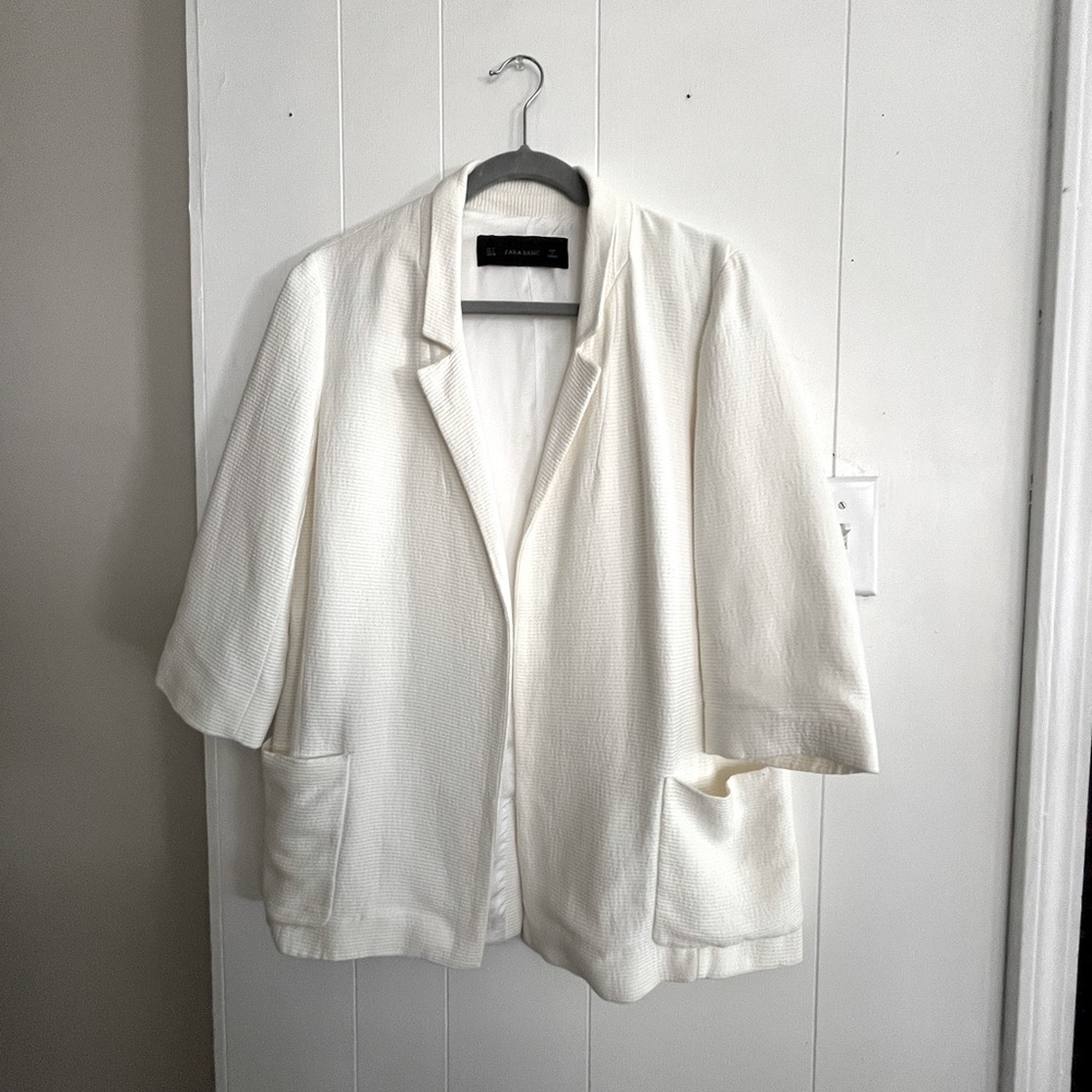Zara boxy blazer in white